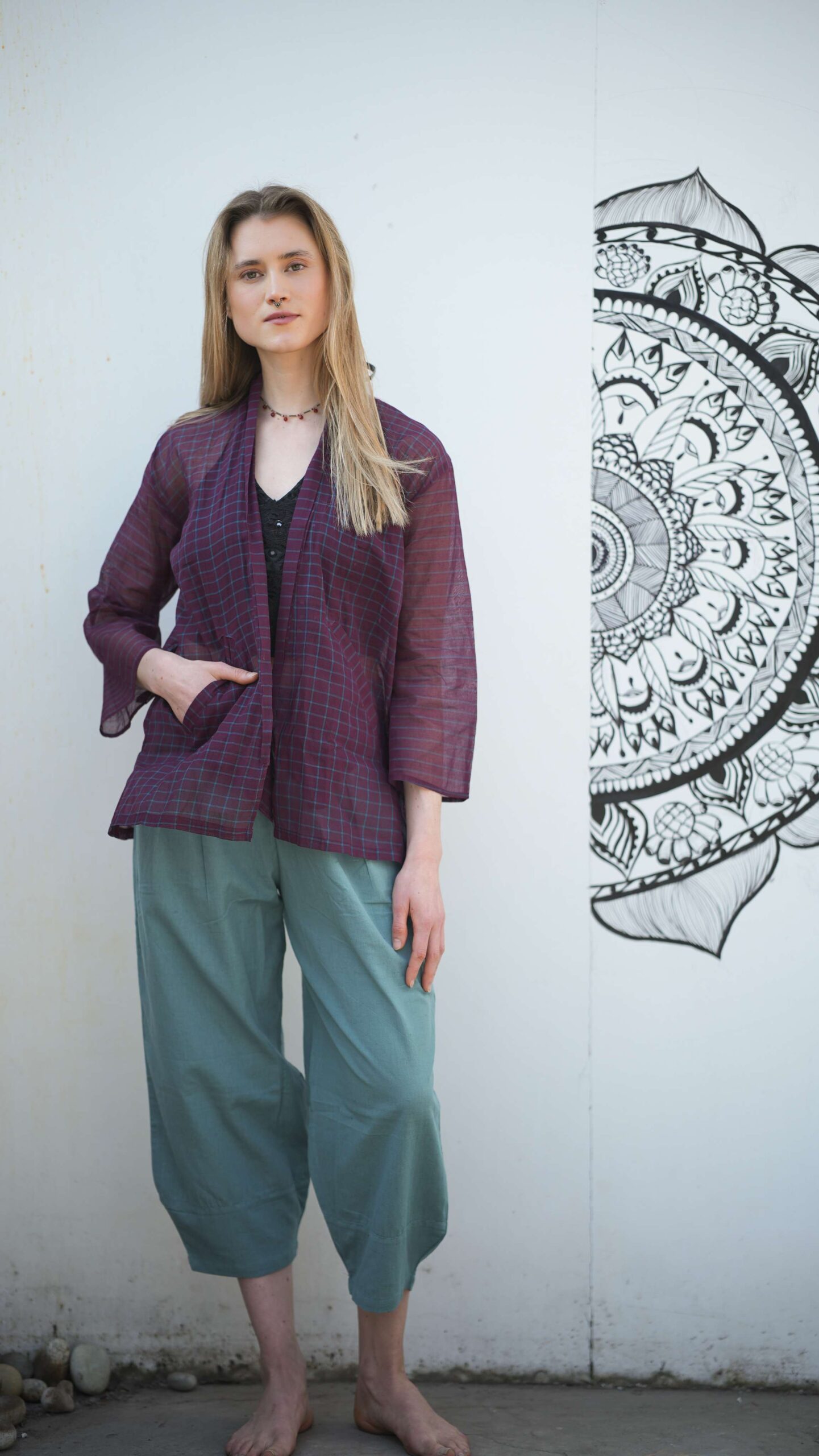 Handloom Rich Purple Short Shrug